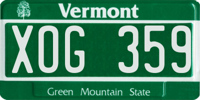VT license plate XOG359