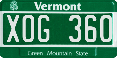 VT license plate XOG360