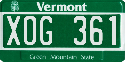 VT license plate XOG361