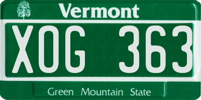 VT license plate XOG363