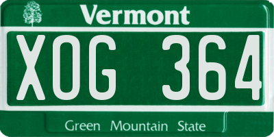 VT license plate XOG364