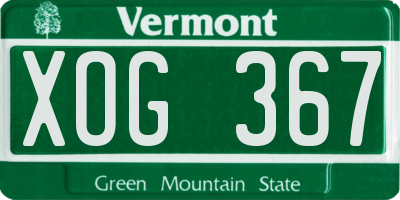 VT license plate XOG367
