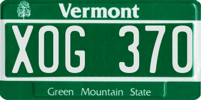 VT license plate XOG370