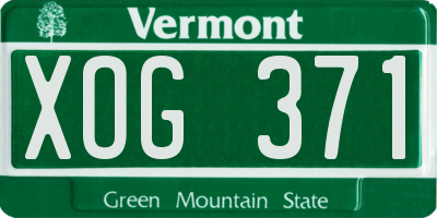 VT license plate XOG371