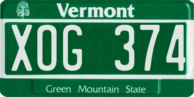 VT license plate XOG374
