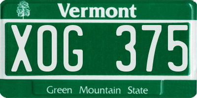 VT license plate XOG375