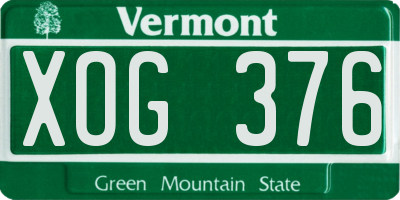 VT license plate XOG376