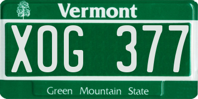 VT license plate XOG377