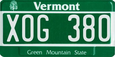 VT license plate XOG380