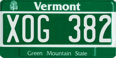 VT license plate XOG382