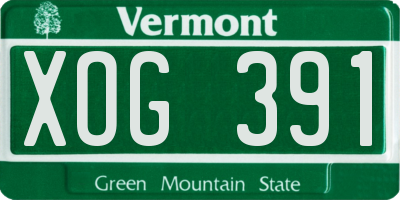 VT license plate XOG391