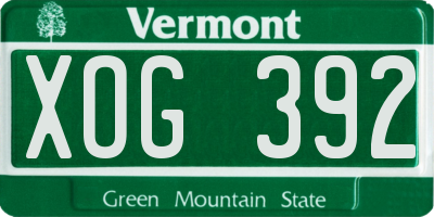 VT license plate XOG392