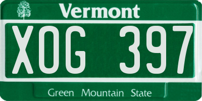 VT license plate XOG397