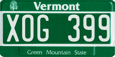 VT license plate XOG399