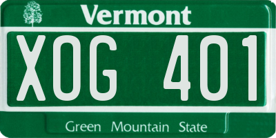 VT license plate XOG401