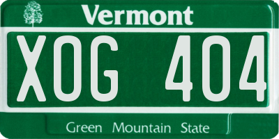 VT license plate XOG404