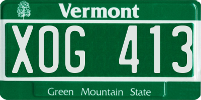 VT license plate XOG413