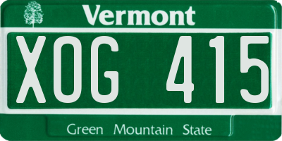 VT license plate XOG415