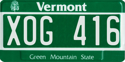 VT license plate XOG416