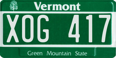 VT license plate XOG417