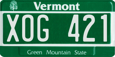VT license plate XOG421