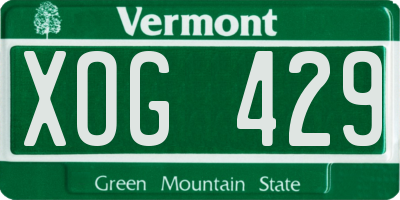 VT license plate XOG429