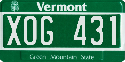 VT license plate XOG431