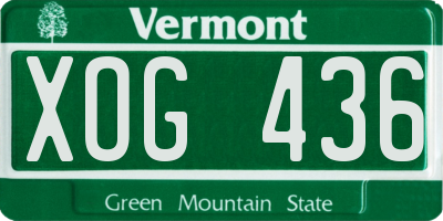 VT license plate XOG436
