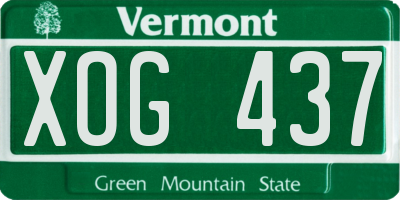VT license plate XOG437