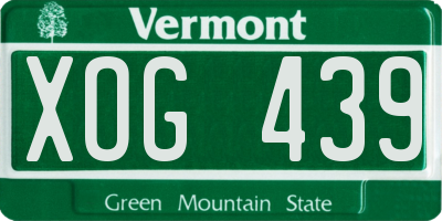 VT license plate XOG439