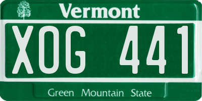 VT license plate XOG441
