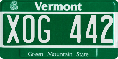 VT license plate XOG442