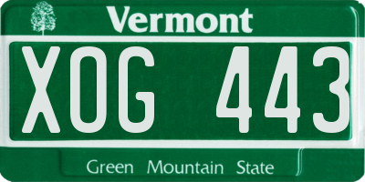 VT license plate XOG443