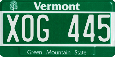VT license plate XOG445