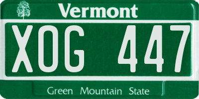 VT license plate XOG447