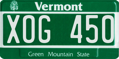 VT license plate XOG450