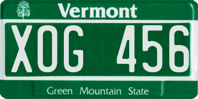 VT license plate XOG456