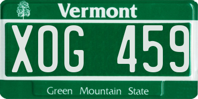 VT license plate XOG459