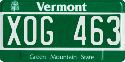 VT license plate XOG463