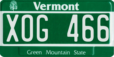 VT license plate XOG466