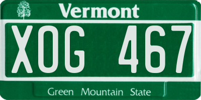 VT license plate XOG467