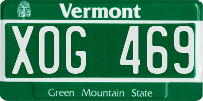 VT license plate XOG469