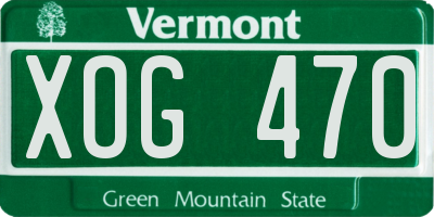 VT license plate XOG470