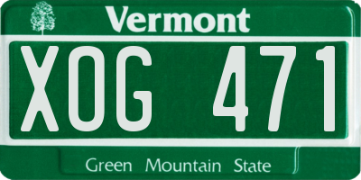 VT license plate XOG471