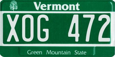 VT license plate XOG472