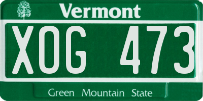 VT license plate XOG473