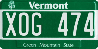 VT license plate XOG474