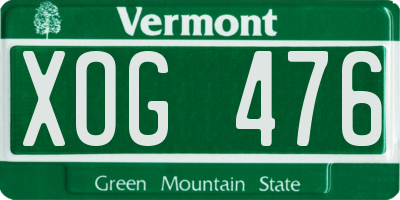 VT license plate XOG476