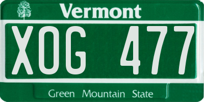 VT license plate XOG477