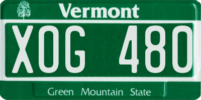 VT license plate XOG480